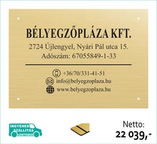 Kép betöltése a galériamegjelenítőbe: Cégtábla (arany, gravírozott) - (előrefizetéssel ingyenes kiszállítás)