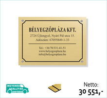 Kép betöltése a galériamegjelenítőbe: Cégtábla bélyegzőpláza arany