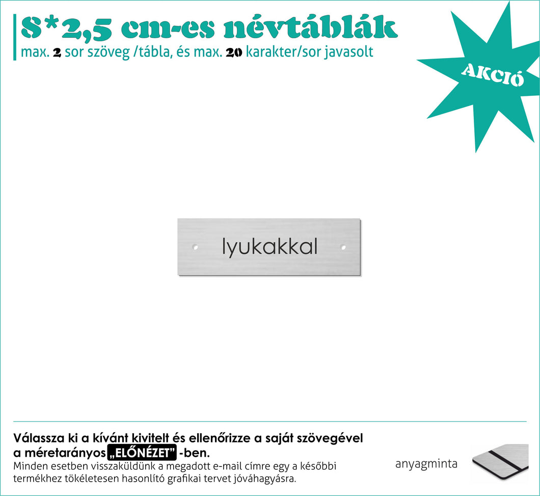 Névtábla (fémhatású ezüst, gravírozott)