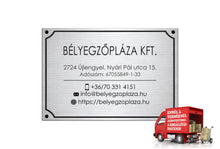Kép betöltése a galériamegjelenítőbe: Cégtábla (fémhatású ezüst, gravírozott)
