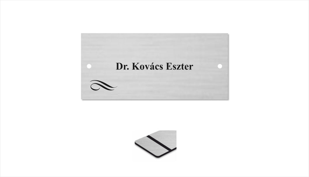 Névtábla keretdekorral (fémhatású ezüst, gravírozott)